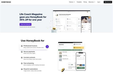 honeybook for life coaches.